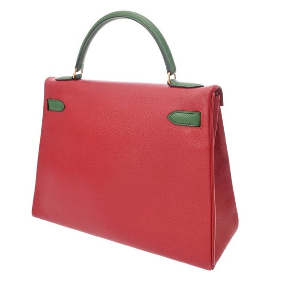 HERMES Kelly 32 Outside stitching 2WAY Bicolor Rouge vif/Green 800000138022000 - Picture 2 of 10
